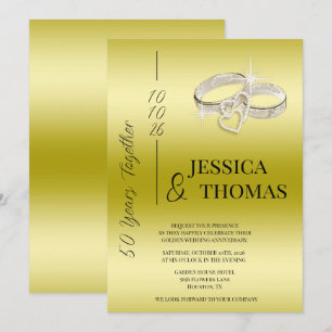 Invitación Glitzy Posh 50 Aniversario del Boda Dorado