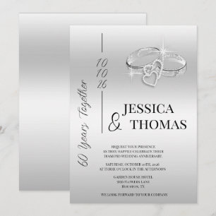 Invitación Glitzy Posh 60° Aniversario del Boda del Diamante