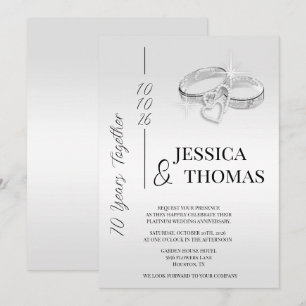 Invitación Glitzy Posh 70° Aniversario del Boda Platino