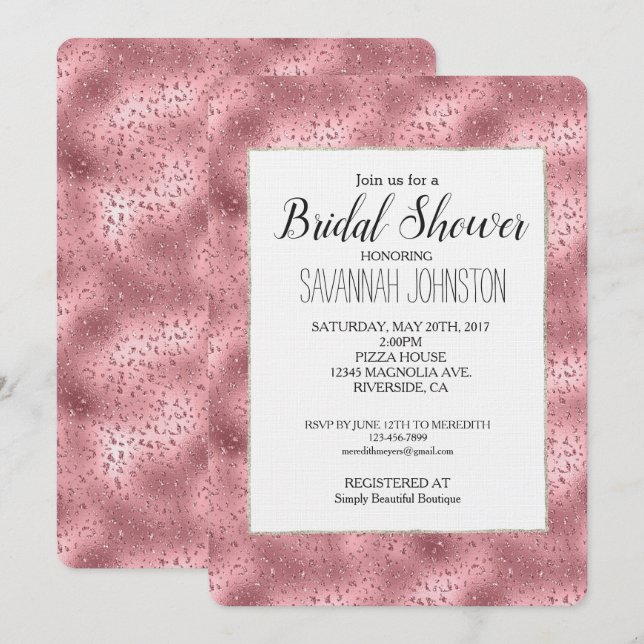 Invitación Glitzy rosado Cheetah Imprimir ducha de novia (Anverso / Reverso)
