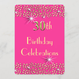 Invitación Glitzy Sparkle rosado y dorado Fiesta de cumpleaño