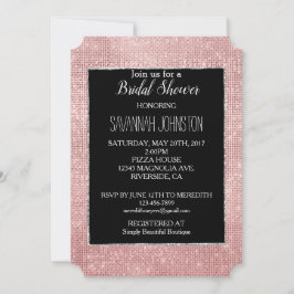 Invitación Glitzy Sparkle White Rose Gold Silver
