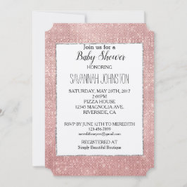 Invitación Glitzy Sparkle White Rose Gold Silver