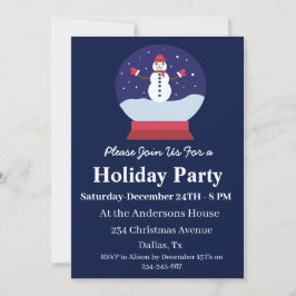 Invitación Globe de nieve con fiesta de Navidades de muñecos