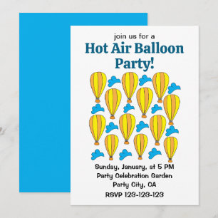Invitación Globo aerostático Nubes azules Globo aerostático