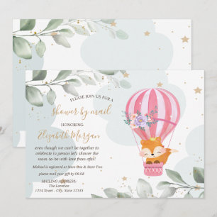 Invitación Globo aerostático,Zorro,Fiesta de bebé de nubes po