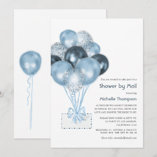 Invitación Globo azul con purpurina niño Baby Shower por corr