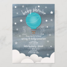 Globo azul de aire caliente + Baby Shower Stars Bo
