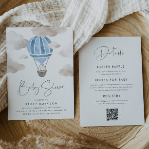 Invitación Globo azul de aire caliente todo en un solo Baby S