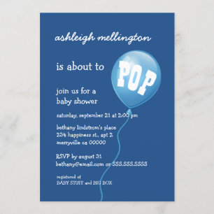 Invitación Globo azul lindo Baby Shower A01