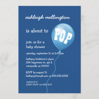 Invitación Globo azul lindo Baby Shower A01