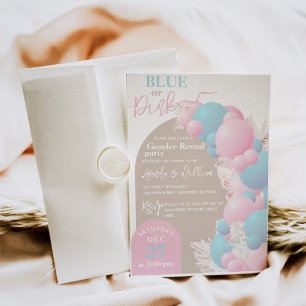 Invitación Globo azul o rosa El género moderno revela fiesta