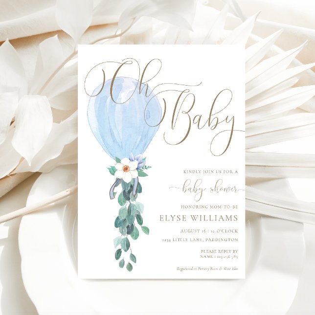 Invitación Globo azul Oh Baby Baby Shower (Subido por el creador)