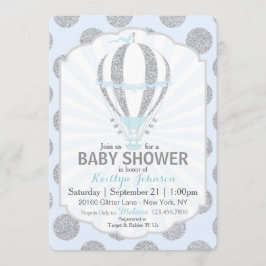 Invitación Globo Baby Shower del aire caliente de los azules