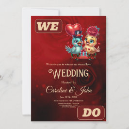 Invitación Globo cardíaco y magia Rosa: un romance de plumas,