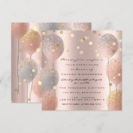 Invitación Globo con brillo de chispa rosa dorado Dulce 16 cu