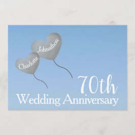 Invitación Globo con corazón de platino para aniversario de b