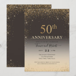 Invitación Globo con Purpurina Dorada 50 Aniversario