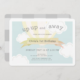 Invitación Globo de aire caliente amarillo arriba y lejos 1er