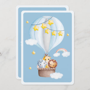 Invitación Globo de aire caliente Animales Baby Boy Baby Show