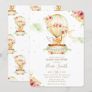 Invitación Globo de aire caliente Animales Baby Shower género