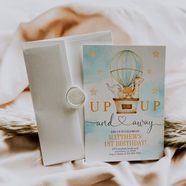 Invitación Globo de aire caliente arriba y lejos Cumpleaños (Subido por el creador)