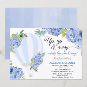 Invitación Globo de aire caliente arriba y lejos de la ducha 