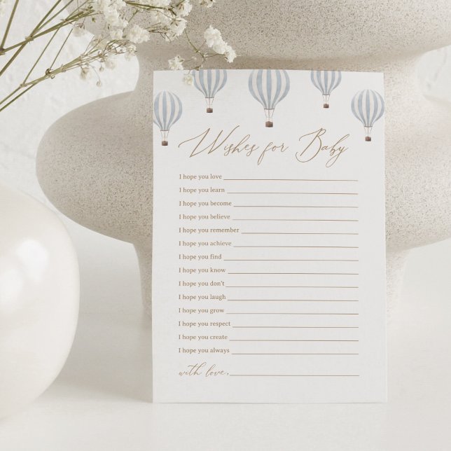 Invitación Globo de aire caliente azul Baby Shower quiere un  (Subido por el creador)