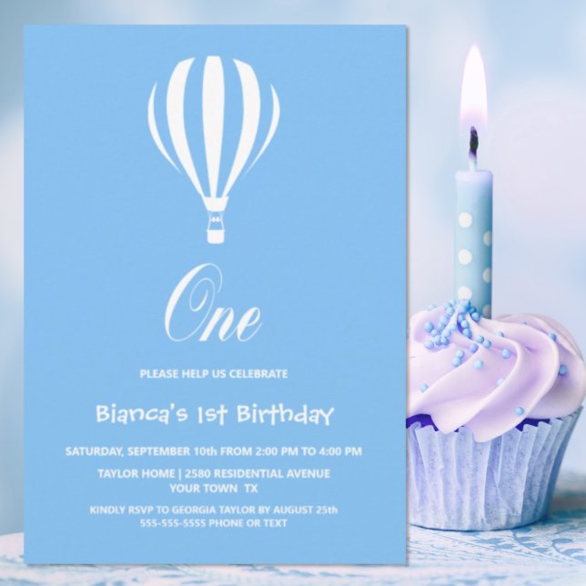 Invitación Globo de aire caliente azul y blanco Fiesta de cum (Subido por el creador)