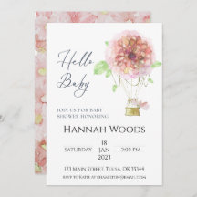 Globo de aire caliente Baby Shower Floral rosa