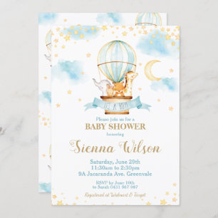 Invitación Globo de aire caliente Baby Shower Jungle Animals 