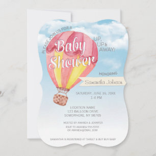 Invitación Globo de aire caliente Baby Shower - Neutral rojo 