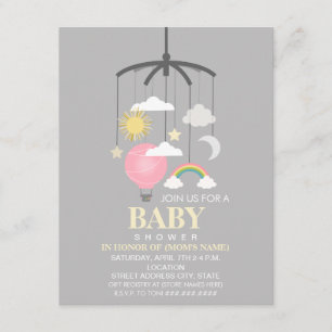 Invitación Globo de aire caliente Chica móvil Baby Shower mod