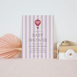 Invitación Globo de aire caliente del corazón Pastel Baby Sho