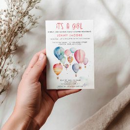 Invitación Globo de aire caliente Es una ducha de bebé Chica