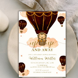 Invitación Globo de aire caliente Jungla de león de chico Bab