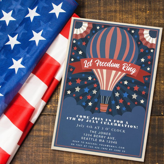 Invitación Globo de aire caliente patriótico 4 de julio de Co (Subido por el creador)