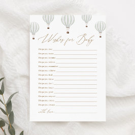 Invitación Globo de aire caliente verde Baby Shower desea un