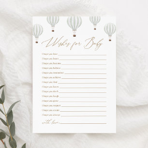 Invitación Globo de aire caliente verde Baby Shower desea un