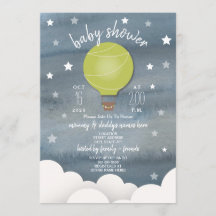Globo de aire caliente verde + Baby Shower neutral
