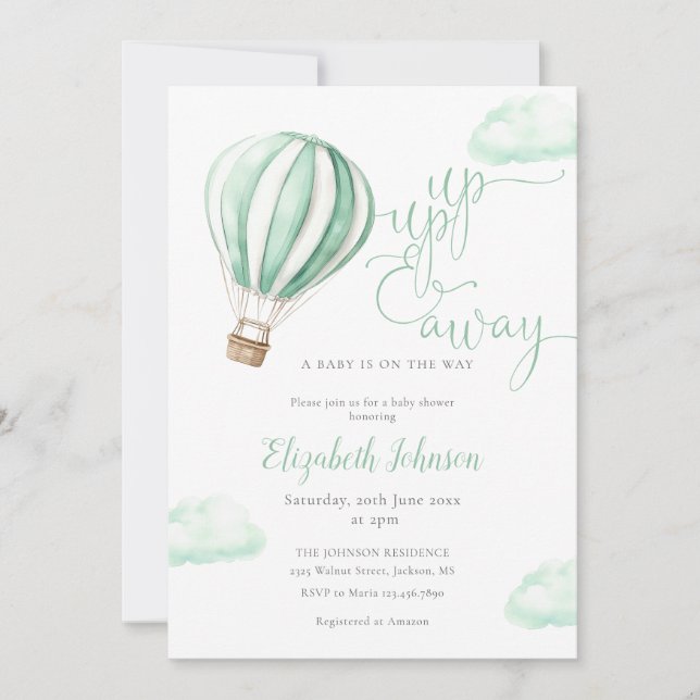 Invitación Globo de aire calienteTodo en un Baby Shower neutr (Anverso)