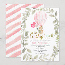 Invitación Globo de aire rosado que podemos esperar Baby Show