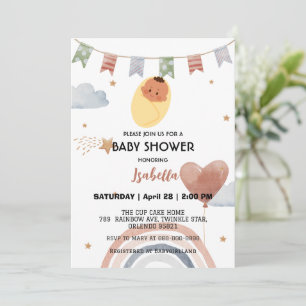 Invitación Globo de arco iris lindo niños fiesta de ducha de 