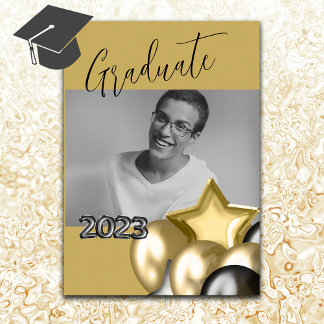 Invitación Globo de caligrafía de escritura de oro negro foto