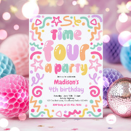 Invitación Globo de Confeti de Cumpleaños Tiempo para una Fie