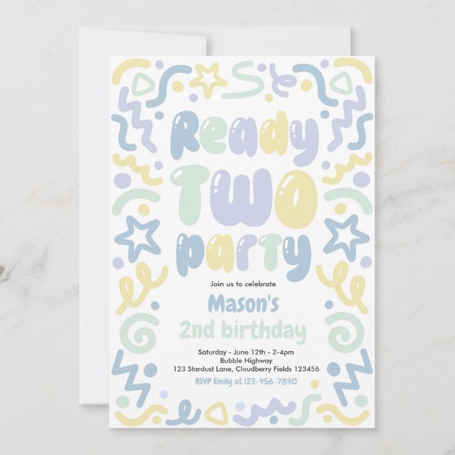 Invitación Globo de Confeti de Fiesta Listo para Cumpleaños 2 (Anverso)