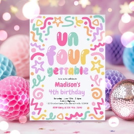 Invitación Globo de Confeti Inolvidable Cumpleaños 4 