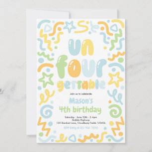 Invitación Globo de Confeti Inolvidable Cumpleaños 4 años