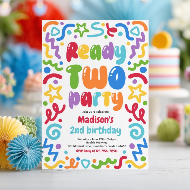 Invitación Globo de confeti listo para la fiesta Cumpleaños 2 (Subido por el creador)