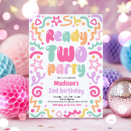 Invitación Globo de Confeti Listo Para la Fiesta Cumpleaños 2